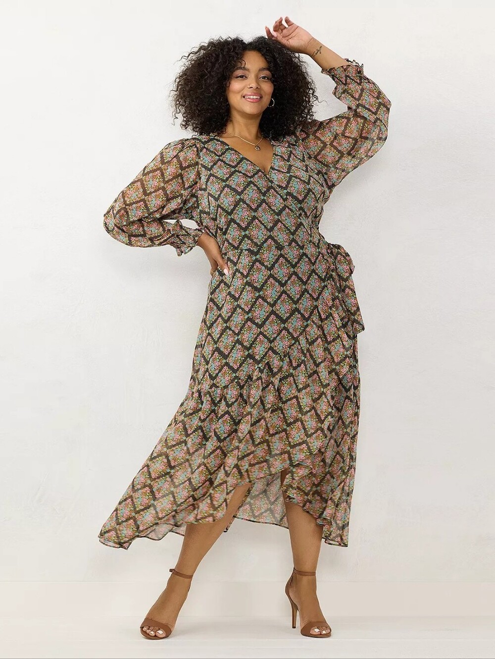 LC Lauren Conrad Boho Chic High-Low Hem Faux-Wrap Maxi Dress